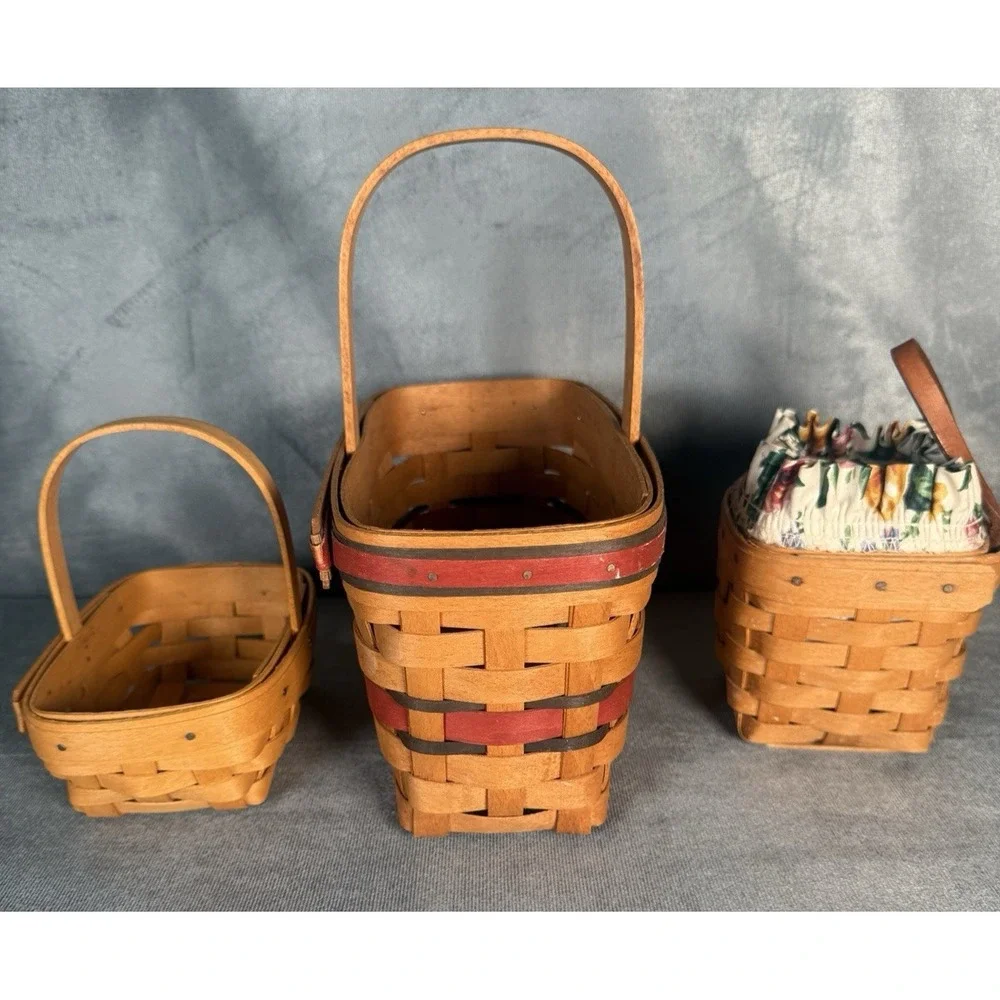 Longaberger Signed Dated  1994-96 -98 Chive Americana Basket Lot‎ of 3